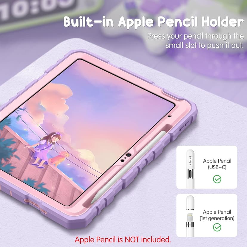 Fintie Kids Friendly Case for iPad (A16) 11th Generation 11 Inch (2025), iPad 10th Generation 10.9 Inch (2022), Fully-Body Rugged Heavy Duty Shockproof Protective Case with Kickstand, Purple
