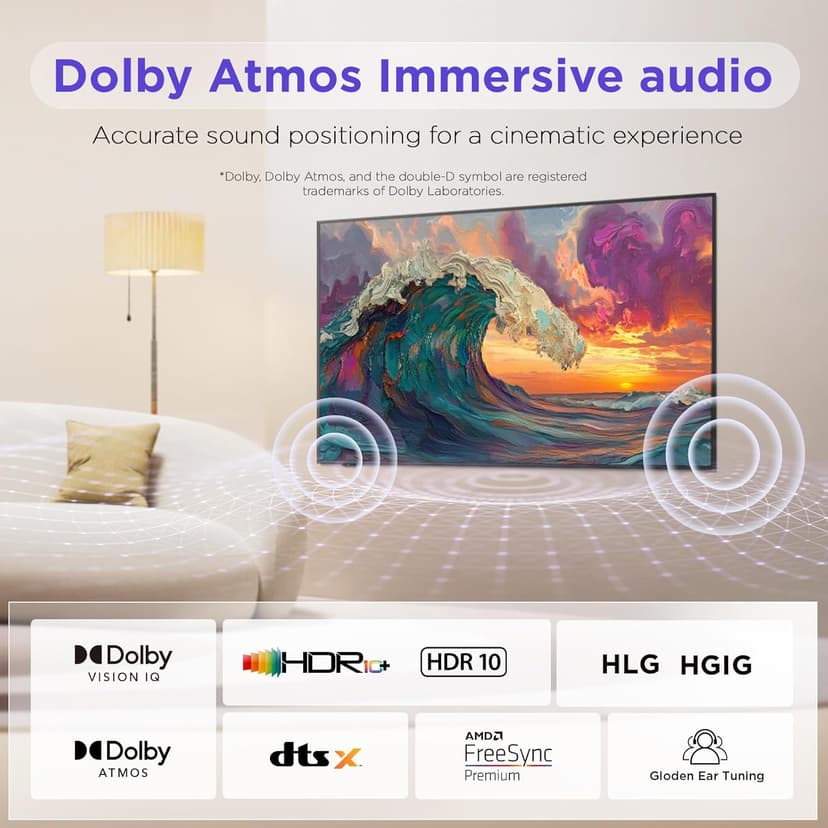 75-Inch Class QLED 4K Smart TV, Ultra-Slim Design Picture TV, 144Hz, HDR, Art Mode w/AI Art, Wide Color Gamut, Dolby Vision IQ, Dolby Atmos, Google Assistant Voice Remote(75F75, 2025 Model)