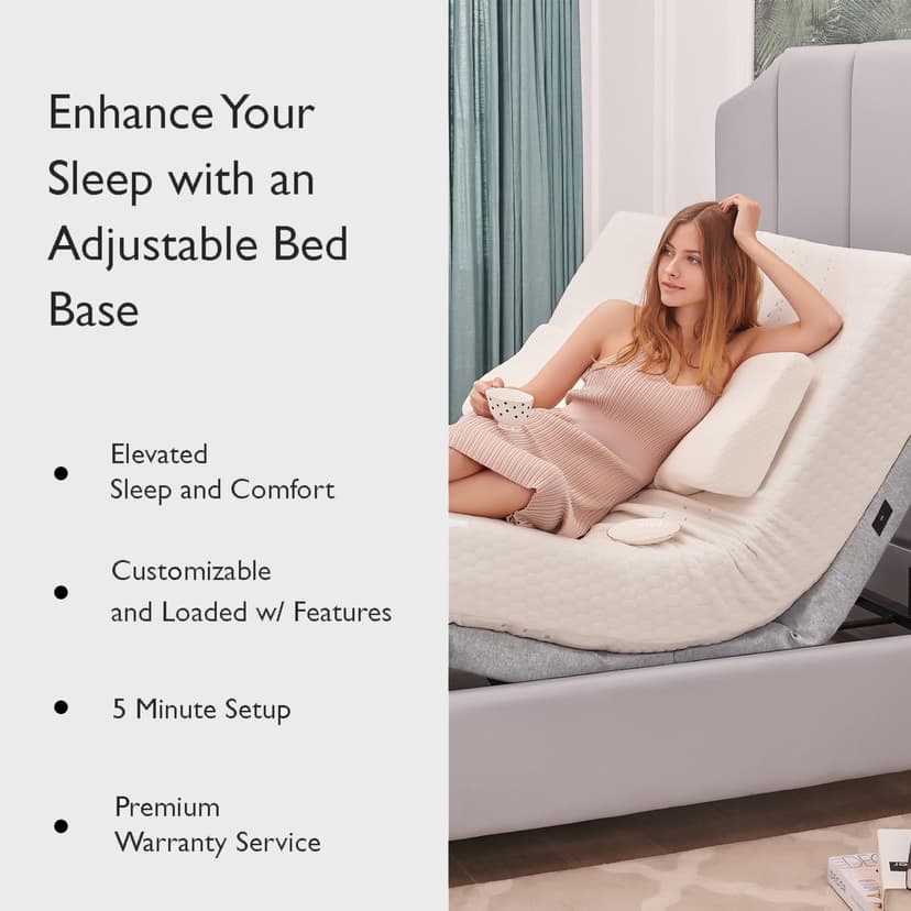 Premium King Adjustable Bed Base with 14 Inch Prime Gel Memory Foam Mattress, Premium Loaded Features
