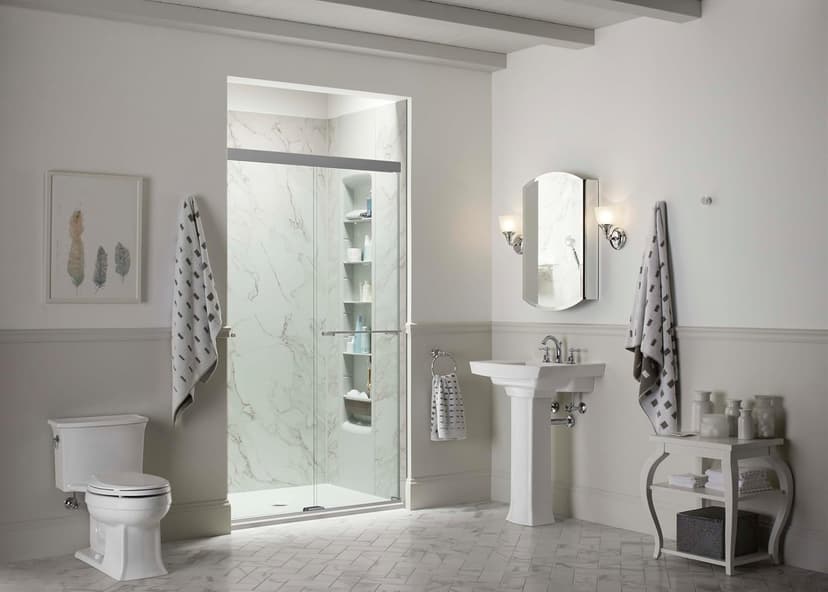 KOHLER 3073-NA Archer 20" W x 31" H Aluminum Single-Door Bathroom Medicine Cabinet with Mirror, Recessed or Surface Mount Bathroom Wall Cabinet, Beveled Edges