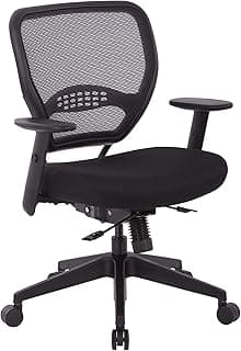 Space Seating AirGrid Back and Padded Mesh Seat, 2-to-1 Synchro Tilt Control, Adjustable Arms, Black