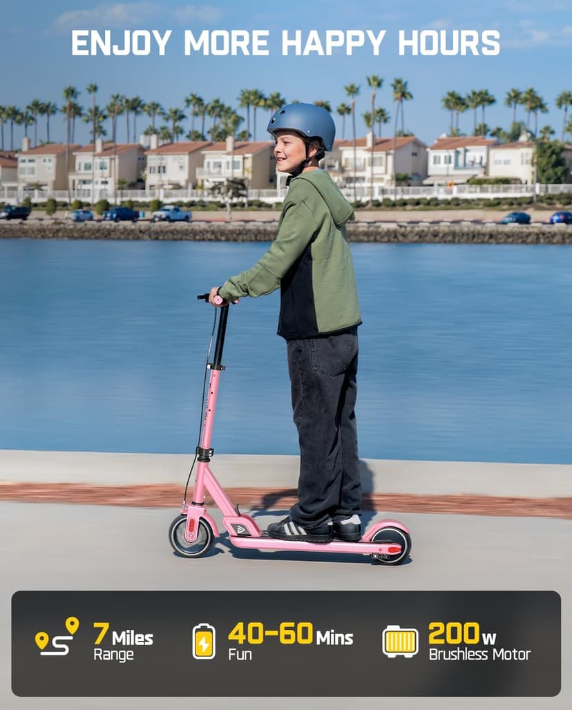 FanttikRide T9 Electric Scooter for Kids 4.3-5.6 ft, 7/10/12 MPH, LED Battery Level, Height Adjustable and Foldable, Electric Scooter for Kids, 200W Motor, Up to 40 mins