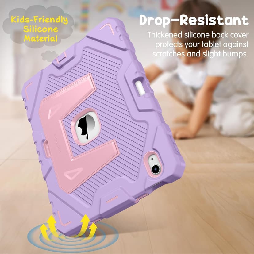 Fintie Kids Friendly Case for iPad (A16) 11th Generation 11 Inch (2025), iPad 10th Generation 10.9 Inch (2022), Fully-Body Rugged Heavy Duty Shockproof Protective Case with Kickstand, Purple