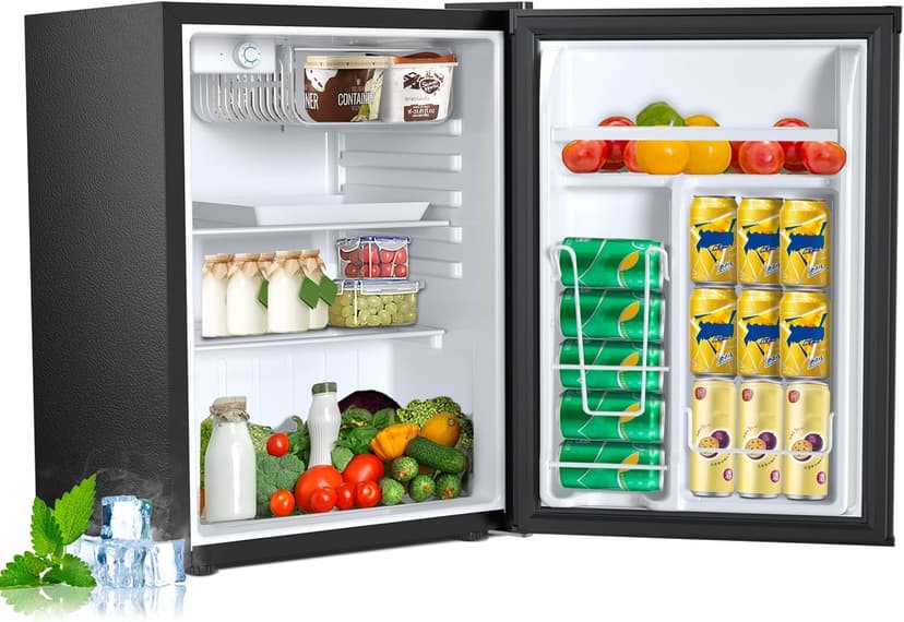 Compact Refrigerator 2.56 Cu.ft Mini Fridge with Freezer, Single Door Refrigerator with Adjustable Temperature Settings, Low noise, for Bedroom, Office, Dorm, Black