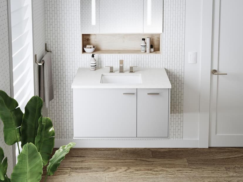 KOHLER Verticyl 17" Rectangular Undermount Bathroom Sink, White, Overflow Drain, Undermount Installation