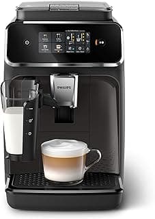 PHILIPS Series 2300 Fully Automatic Espresso Machine - 4 Hot Drinks, Fast Clean, 40% Quieter SilentBrew, Aquaclean Filter, Matte Black (EP2330/10)