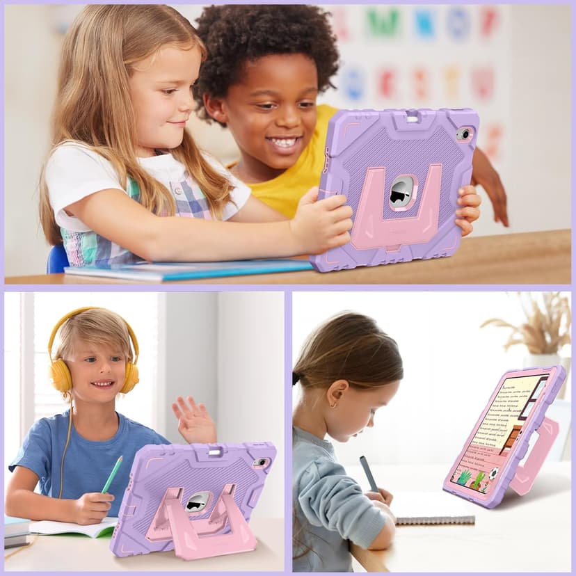 Fintie Kids Friendly Case for iPad (A16) 11th Generation 11 Inch (2025), iPad 10th Generation 10.9 Inch (2022), Fully-Body Rugged Heavy Duty Shockproof Protective Case with Kickstand, Purple