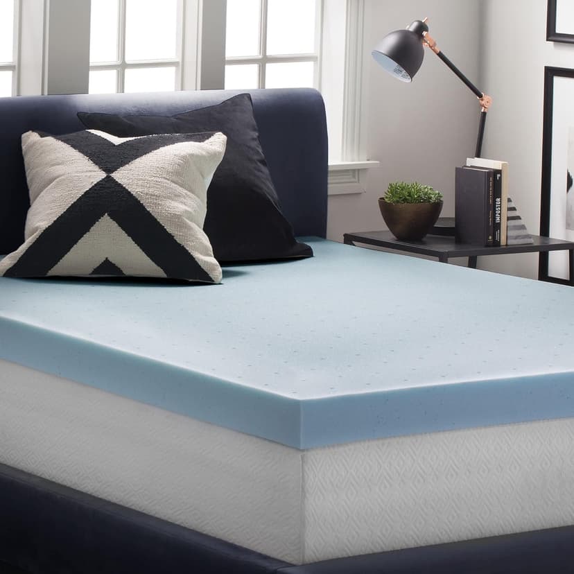 LUCID 4 Inch Gel Memory Foam Mattress Topper-Ventilated Design-Ultra Plush-Queen