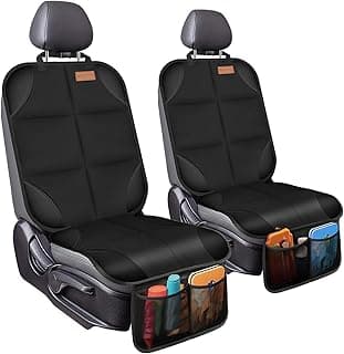 Car Seat Protector 2 Pack -1680D Fabric,with Thickest Padding car seat Cover,car seat Protector for Baby carseat,Non-Slip Backing, 2 Storage Pockets- Black