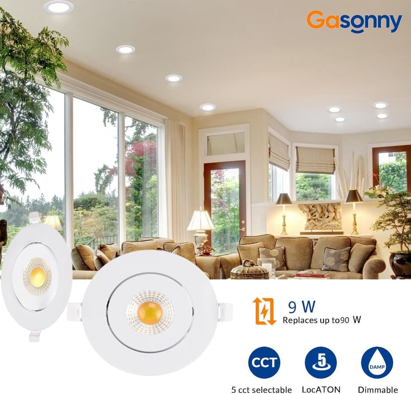 16 Pack Led Recessed Light 4 Inch,Adjustable Eyeball Gimbal, LED Recessed Lighting with Junction Box 9 Watts 750Lm Dimmable Ceiling Light ETL Listed (2700K/3000K/3500K/4000K/5000K Option)