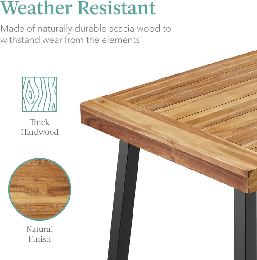 Best Choice Products 6-Person Indoor Outdoor Acacia Wood Dining Table, Picnic Table w/Powder-Coated Steel, 350 Pound Capacity Legs - Natural