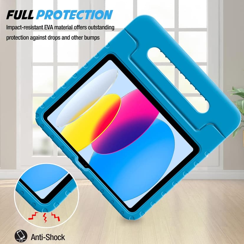 ProCase Kids Case for iPad A16 11th Generation 2025/iPad 10th Generation 2022 with Pencil Holder, iPad 11/10 Case Shockproof Lightweight Cover with Stand Convertible Handle for Children -Blue
