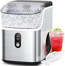 COWSAR Nugget Ice Makers Countertop Soft Chewable Pellet Ice Machine with Auto-Cleaning Function, 35Lbs/24H, Portable Ice Makers for Kitchen, Office, Home,Silver