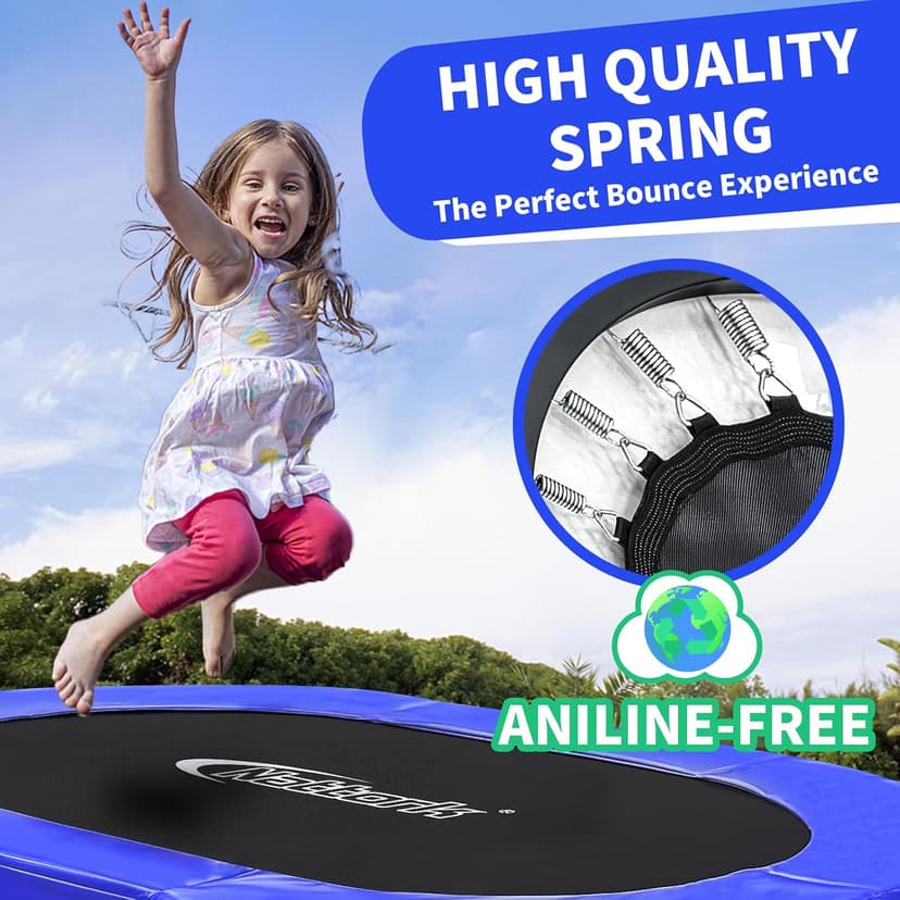 Nattork 56" Kids Trampoline Indoor, Double Trampoline with Adjustable Handle for Kids, Indoor/Outdoor Foldable Jumper, Max Load 220lbs