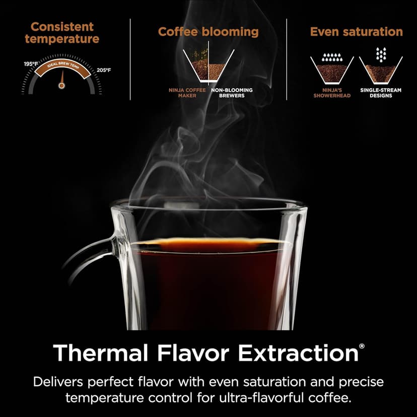 Ninja Hot & Iced XL Coffee Maker with Rapid Cold Brew, 4 Brew Styles, 8 Sizes Small Cup to Travel Mug, Single-Serve Coffee Brewer, 12-Cup Carafe, Permanent Filter, Removable Reservoir, Black, CM371