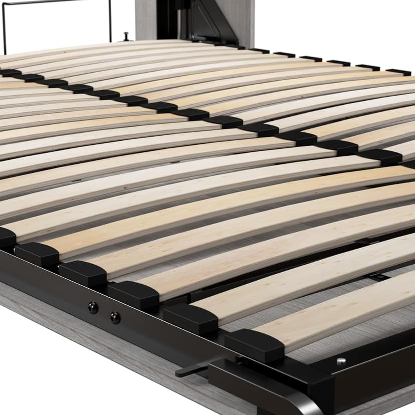 Bestar Claremont Full Murphy Bed with Closet Organizer (79W) in Platinum Gray, Sleeping Arrangement for Multipurpose Room