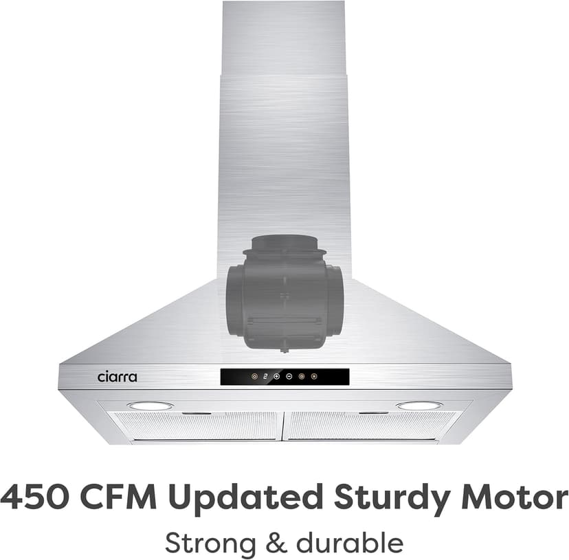 CIARRA Range Hood 30 inch 760m3/h Ductless Stove Hood Vent for Kitchen in Stainless Steel, Ducted and Ductless Convertible