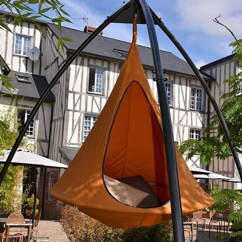 Hanging Swing Chair,UFO Shape Teepee Tree Hanging Silkworm Swing Chair for Kids & Adults Indoor Outdoor Hammock,Orange//406
