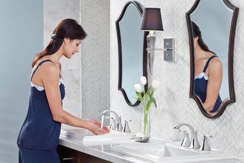 Moen Voss Chrome Two-Handle Adjustable Widespread Bathroom Faucet Trim Kit, Valve Required, T6905