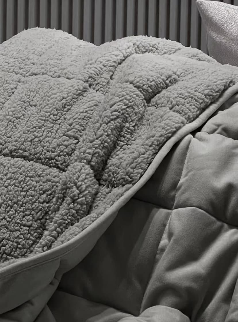 Sherpa Weighted Blanket for All Season,Both Sides Grey 15Lbs, 60 x 80 inches, Reversible Velvet Soft Plush Weighted Blanket for Adult Better Sleep