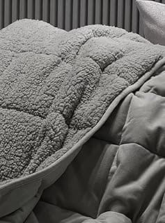 Sherpa Weighted Blanket for All Season,Both Sides Grey 15Lbs, 60 x 80 inches, Reversible Velvet Soft Plush Weighted Blanket for Adult Better Sleep