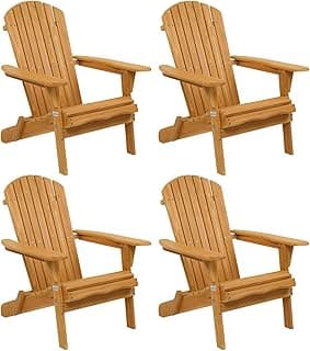 VINGLI Folding Adirondack Chairs Set of 4 Clearance Weather Resistant/Lawn Cheap Fire Pit Highwood Lounge Chairs-Patio Furniture Sets for Campfire, Bonfire