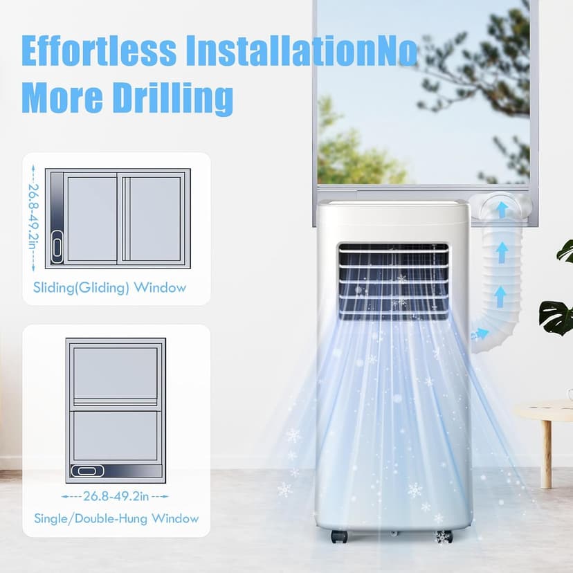 8500 BTU Portable Air Conditioners, 3-In-1 Cooling AC Unit with Fan & Dehumidifier, Air Conditioner Remote Control & Sleep Mode, Cools up to 450 sq.ft, Installation Kit for Rooms/Studios/Offices