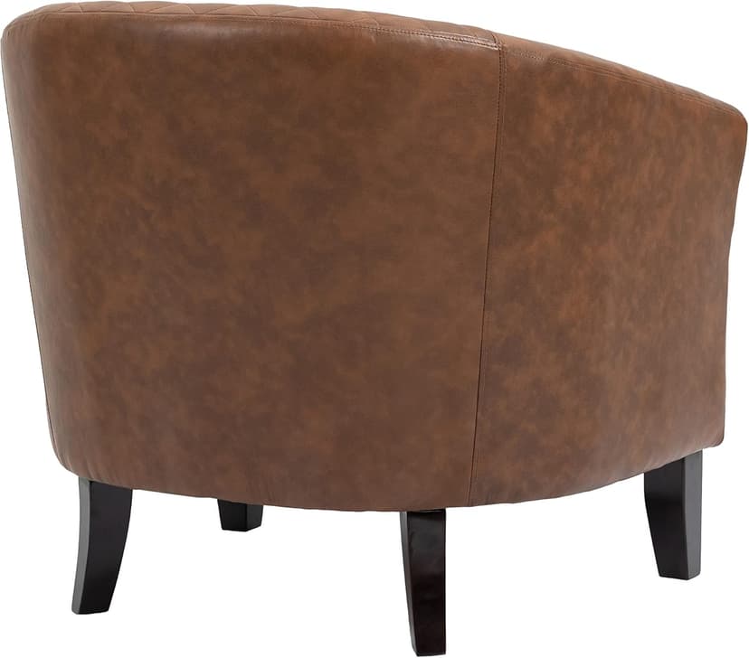 UIXE Faux Leather Accent Chairs Set of 2, Barrel Club Chair Modern Upholstered Armchair for Living Room, Comfy Nailed Trim Arm Chair Bedroom Reading Seat, Brown