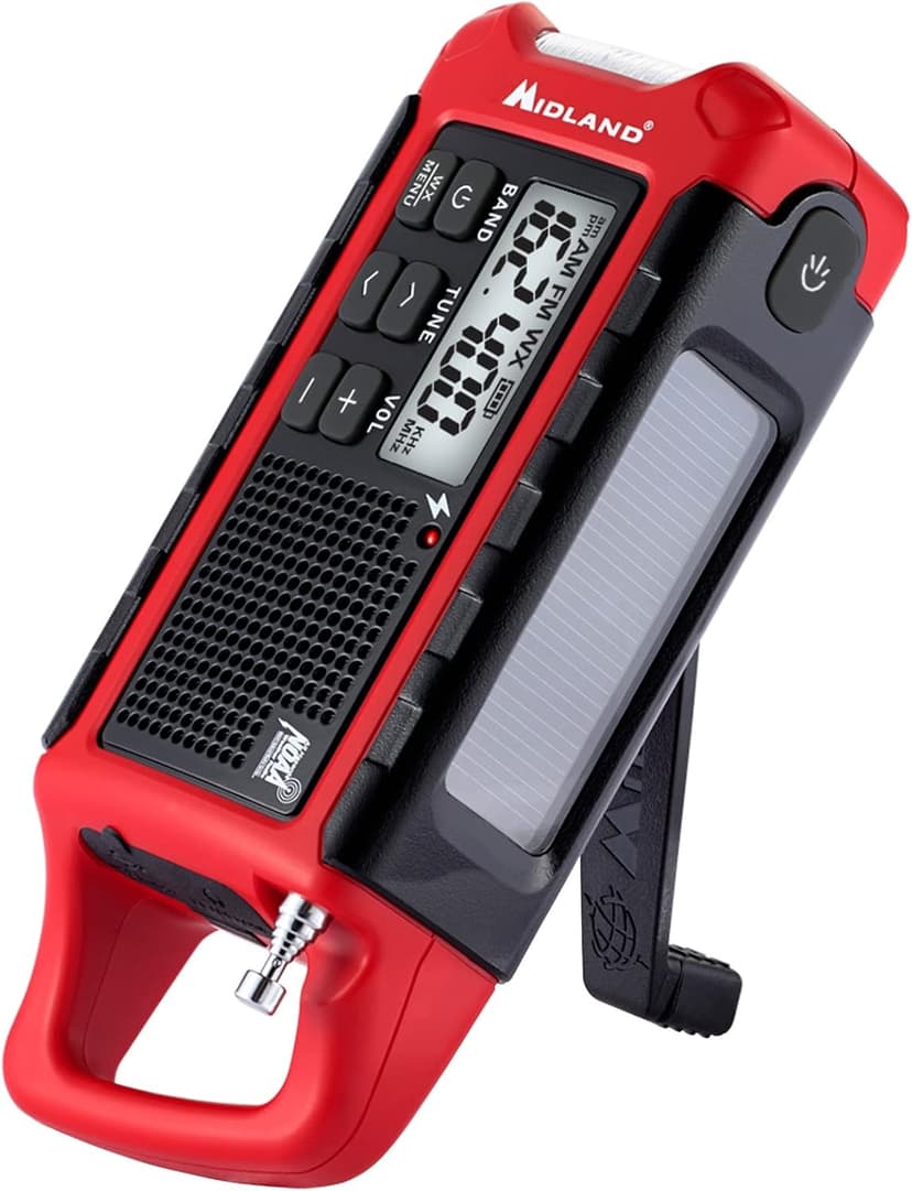 Midland ER210 NOAA Emergency Weather Radio - Compact, Crank, Weather Alerts, AM/FM Radio, Multiple Power Sources, SOS Emergency Flashlight