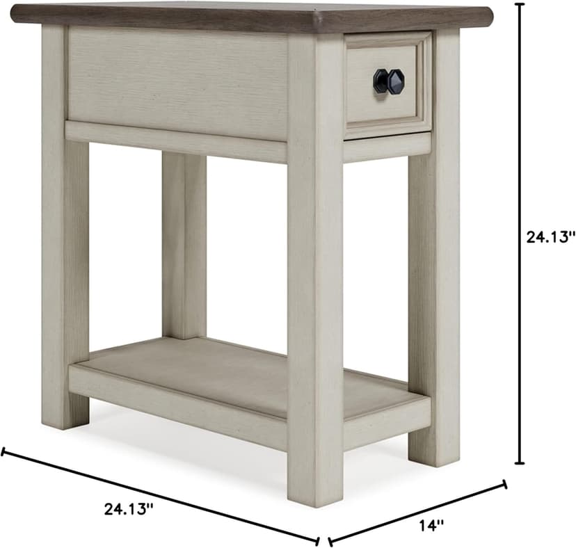 Signature Design by Ashley Bolanburg Farmhouse Chair Side End Table, Light Brown & Whitewash
