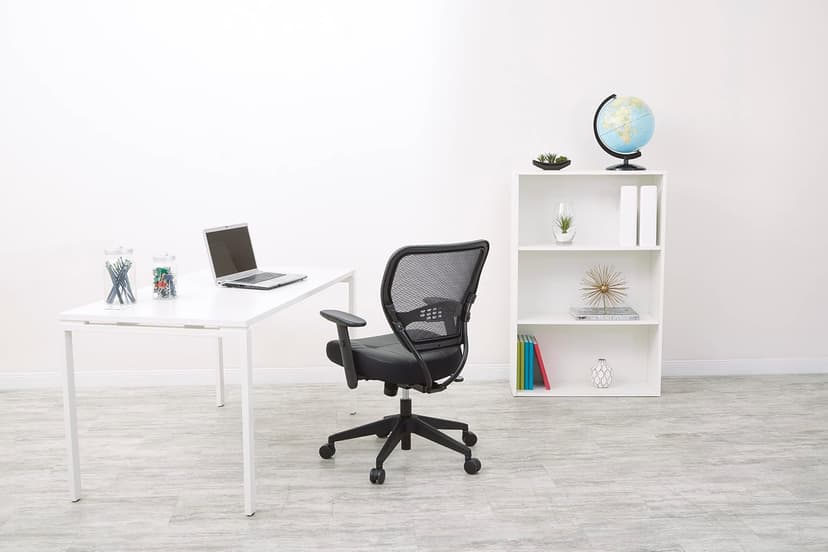Space Seating Professional AirGrid Dark Back and Padded Black Eco Leather Seat, 2-to-1 Synchro Tilt Control, Adjustable Arms and Tilt Tension with Nylon Base Managers Chair