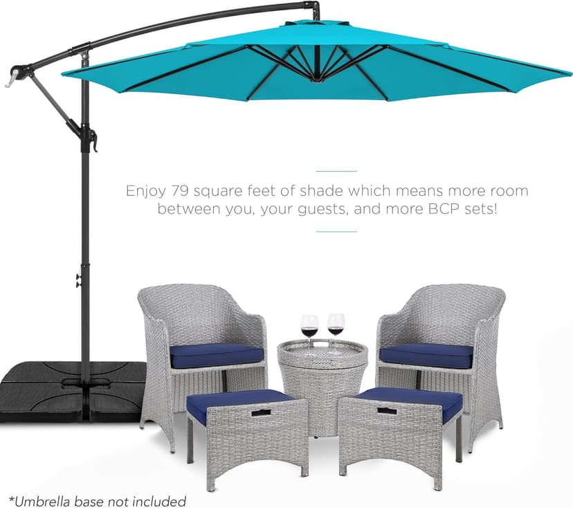 Best Choice Products 10ft Offset Hanging Market Patio Umbrella w/Easy Tilt Adjustment, Polyester Shade, 8 Ribs for Backyard, Poolside, Lawn and Garden