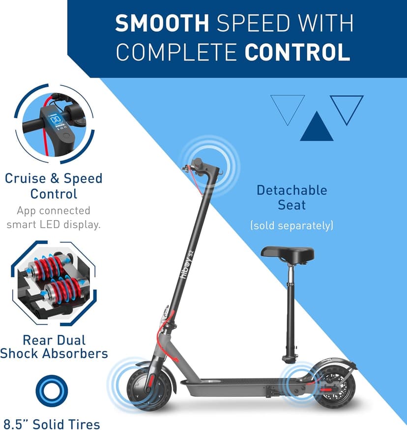 Hiboy S2 Series Electric Scooter, 8.5"-12" Tires, Up to 17-38 Miles Range, 350W/500W Powerful Motor & 19/23 MPH Portable Folding Commuting Electric Scooter for Adults with Double Braking System