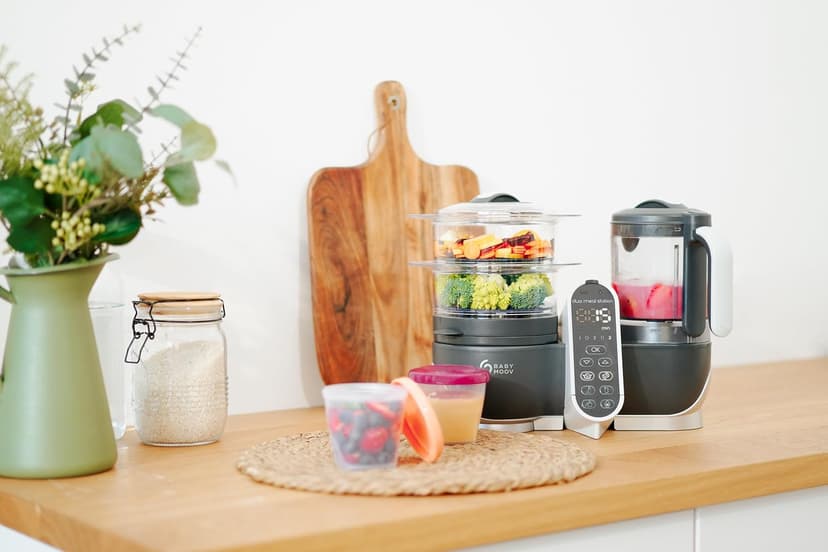 Babymoov Duo Meal Station Grey: Multi-Speed Baby Food Maker Steamer and Puree Blender, Baby Food Processor that warms & defrosts (Nutritionist Approved)