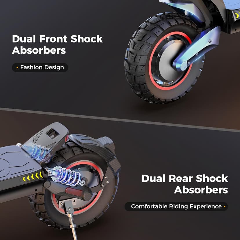 iScooter Electric Scooter, 40/43/50 Miles Long Range & 28/38 MPH Top Speed E Scooter, 10/11/12" Offroad Pneumatic Tire Scooter for Adults with Turn Signals, Double Braking Systems, APP and Storage Bag