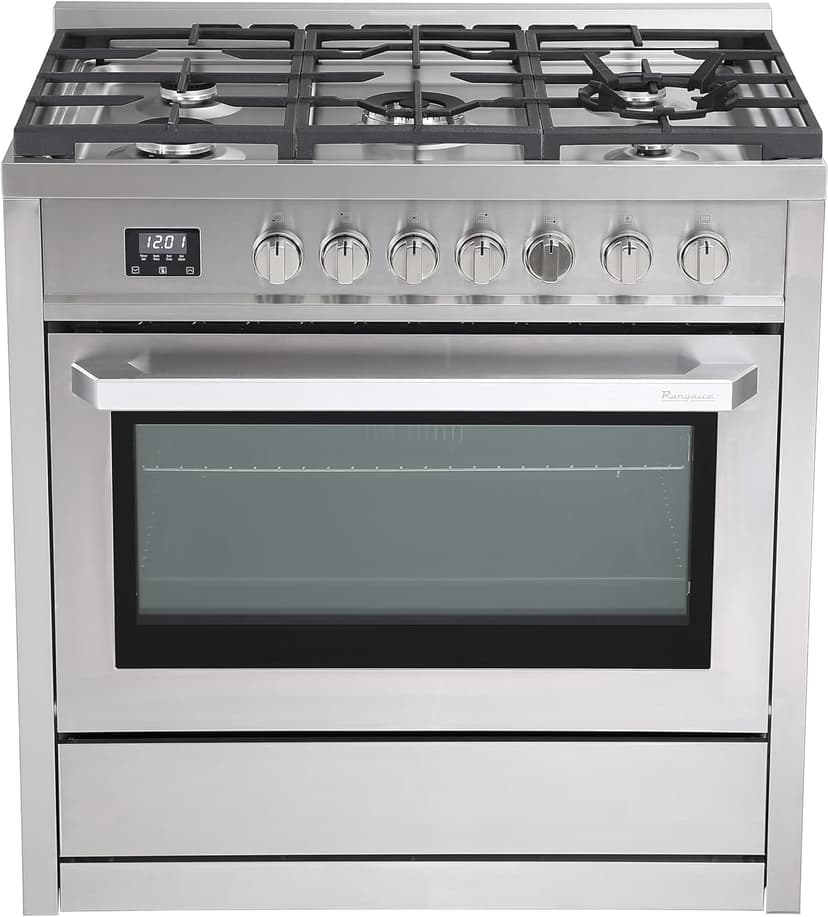 RRG361TS 36" Gas Range, 5 Sealed Burners, 4.3 cu. Ft. Capacity, Freestanding Slide-in Convection Oven, Easy Reach Racks, Clock and Timer, Stainless Steel