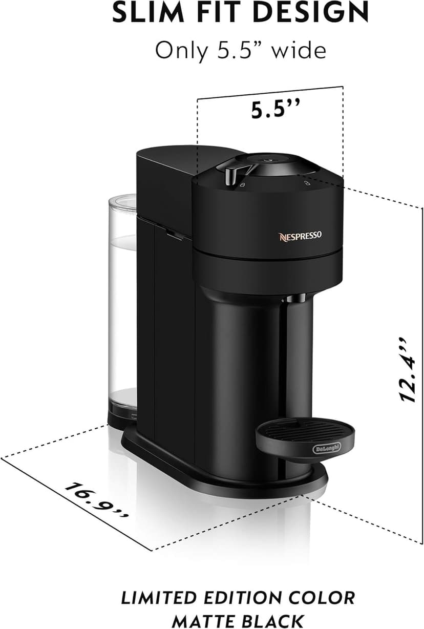 Nespresso Vertuo Next Coffee and Espresso Machine by De'Longhi with Milk Frother, Limited Edition,18 ounces, Matte Black