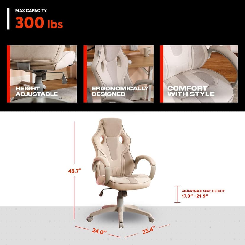 X Rocker PC Computer Gaming Desk Chair with Wheels, College Dorm Room Essentials for Guys and Girls, Adjustable, Ergonomic Office Chair for Gamers