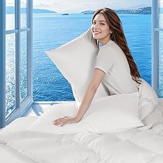 Luxury Canadian White Goose Down Pillow Queen Size - 900+ Fill Power, 800 Thread Count Cotton Shell, Soft Down Pillows for Sleeping, Hotel Pillow for Neck Pain Relief (1 Pack, 20"x30")