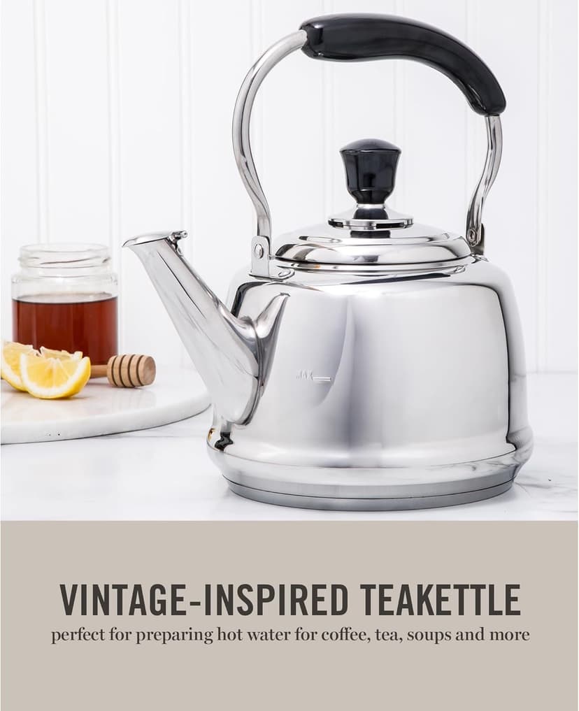 Martha Stewart Kingstree Large 2 Qt Heavy Gauge Whistling Tea Kettle - Stainless Steel