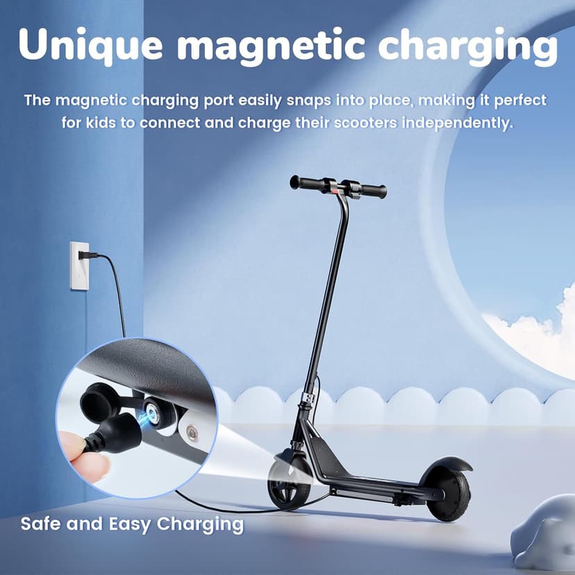 iScooter IK3/IK3Pro Electric Scooter for Kids Aged 6-12, LED Display, 3 Speeds, 3 Heights (IK3Pro), Magnetic Charging, 150W Motor, Colorful Lights
