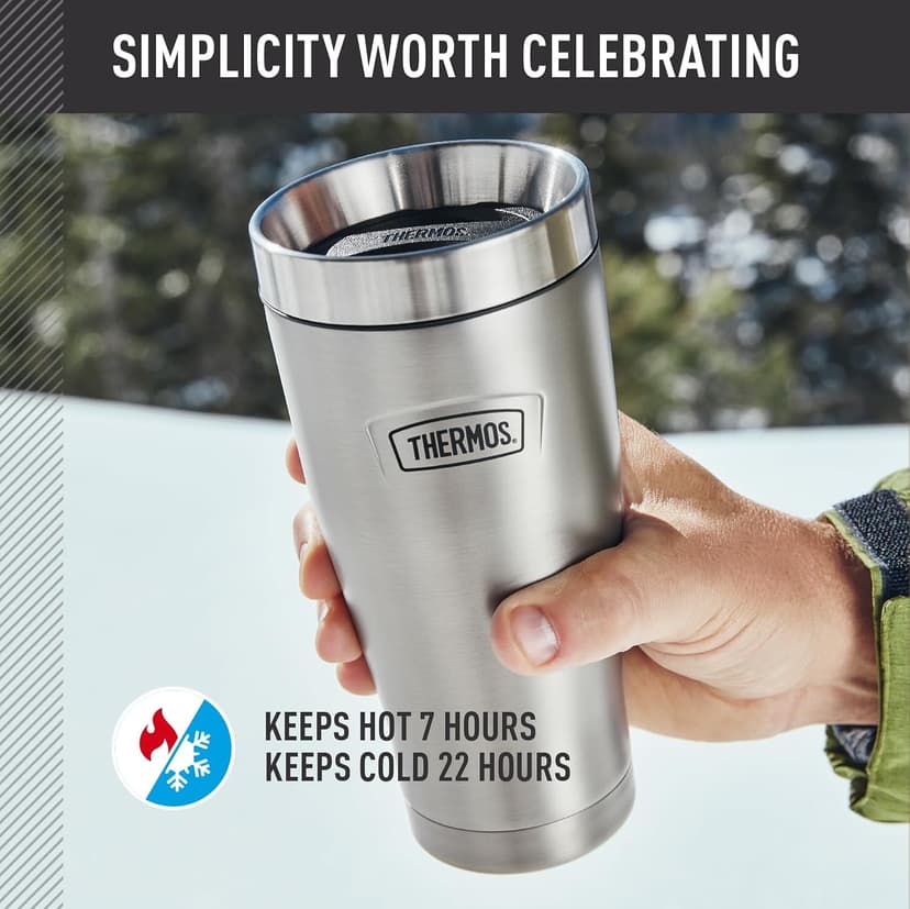 THERMOS ICON SERIES, Stainless Steel Tumbler, Matte Stainless Steel, 16 oz