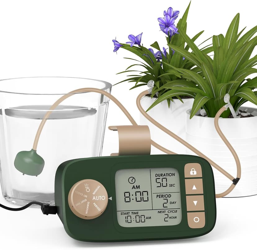 Automatic Watering System for 15 Potted Plants, DIY Plant Watering Devices，Drip Irrigation System with 30-Day Programmable Water Timer, LED Display and Power Supply