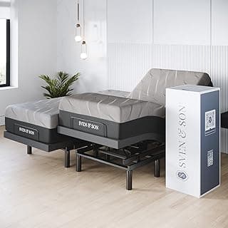 Sven & Son Harmony Adjustable Bed Base, Head and Foot Lift, Massage, Under-Bed Lights, USB, Gel Memory, Zero Gravity Smart Frame - Split King + 12 inch Memory Foam Matt (Medium)