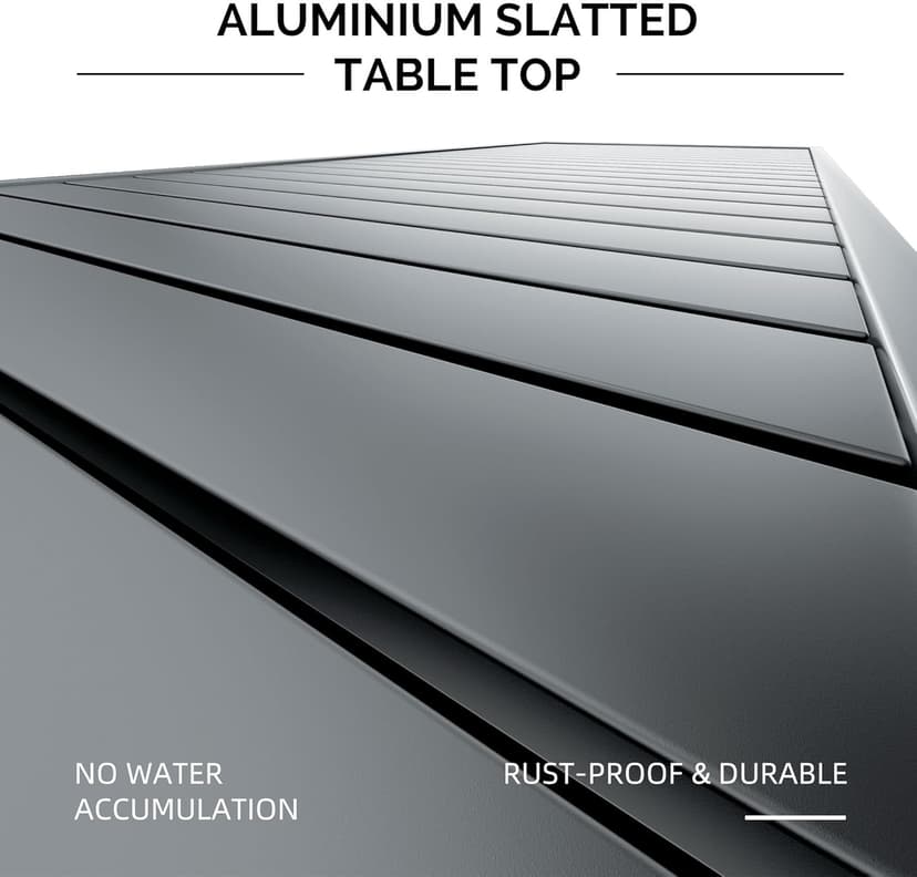 PURPLE LEAF Outdoor Dining Table 121" X 37" Slatted Tabletop Large Aluminum Rectangular Patio Dining Table for 10, Weather-Resistant Patio Table for Backyard Garden Lawn Porch Deck