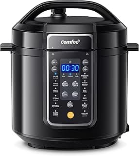 COMFEE’ 9-in-1 Electric Pressure Cooker, 14 Presets Instant Multi Cooker Olla de Presion Non-Stick Pot Yogurt Maker Rice Cooker Slow Cooker Sauté Steamer 6 Quarts Black