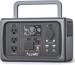 ALLWEI LiFePO4 Portable Power Station 500W(Peak 1000W), 512Wh Solar Generator with UPS Function, 2.5Hrs Fast Charge, 160000mAh Home Battery Backup for CPAP Outdoor RV/Van Camping Emergency