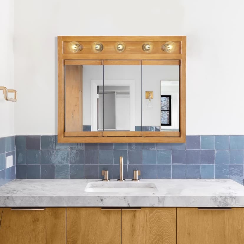 Design House 36 Inch Richland Bathroom Medicine Cabinet, Wall Mounted, Mirror, Oak, 530618-NOK
