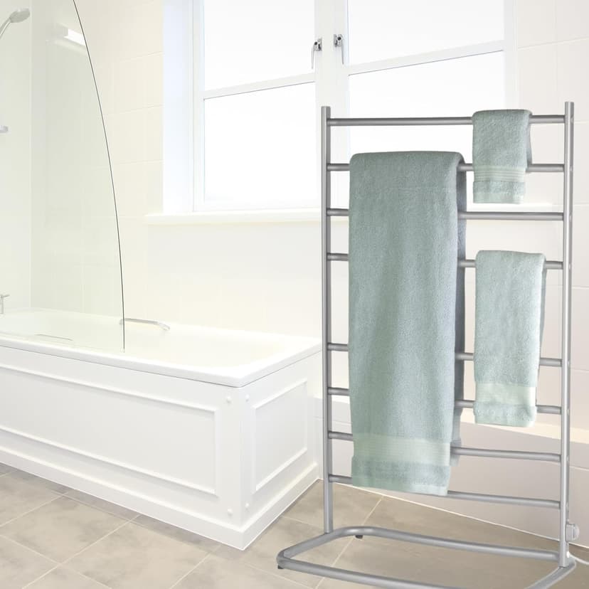 Hyde Park Towel Warmer - Free-Standing Towel Warmer Rack for Drying Towels and Garments - 39-Inch Chrome Finish Frame with 8 Bars - Model WHC