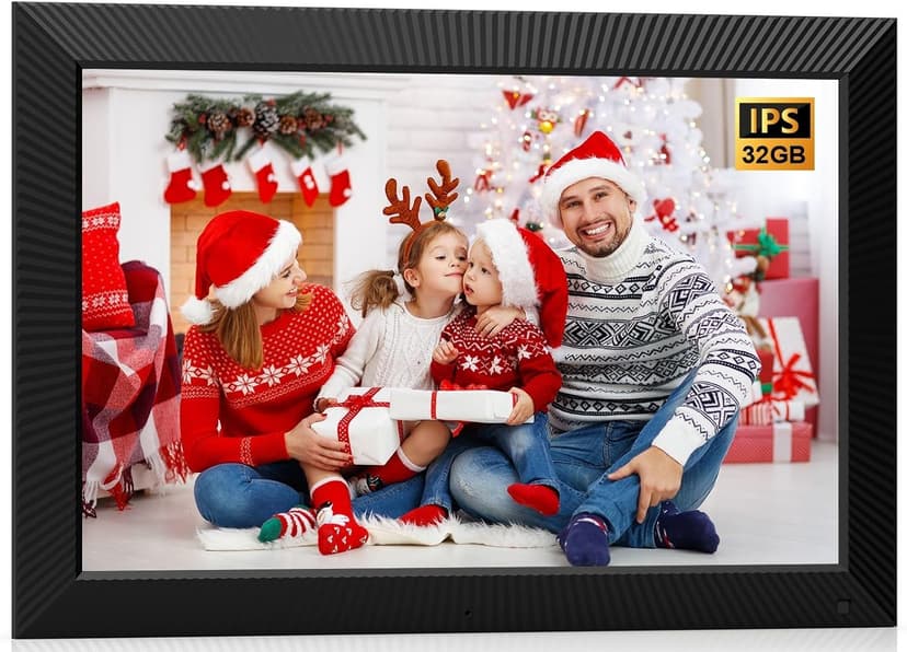 Digital Picture Frame 19-inch Large-Digital-Photo-Frame - Picture Frame Digital Slideshow with 32GB, Dual-WiFi Touch Screen, Wall Mountable, Send Photos Videos Via App Email, Gift for Mom and Dad